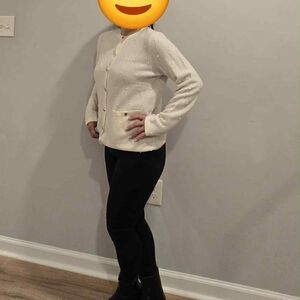 Elegant Cream Cashmere Cardigan Sweater